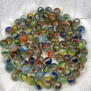 Vintage Peltier Glass Banana Cat Eye Glass Marble 1.6 LB Lot Multi Colored